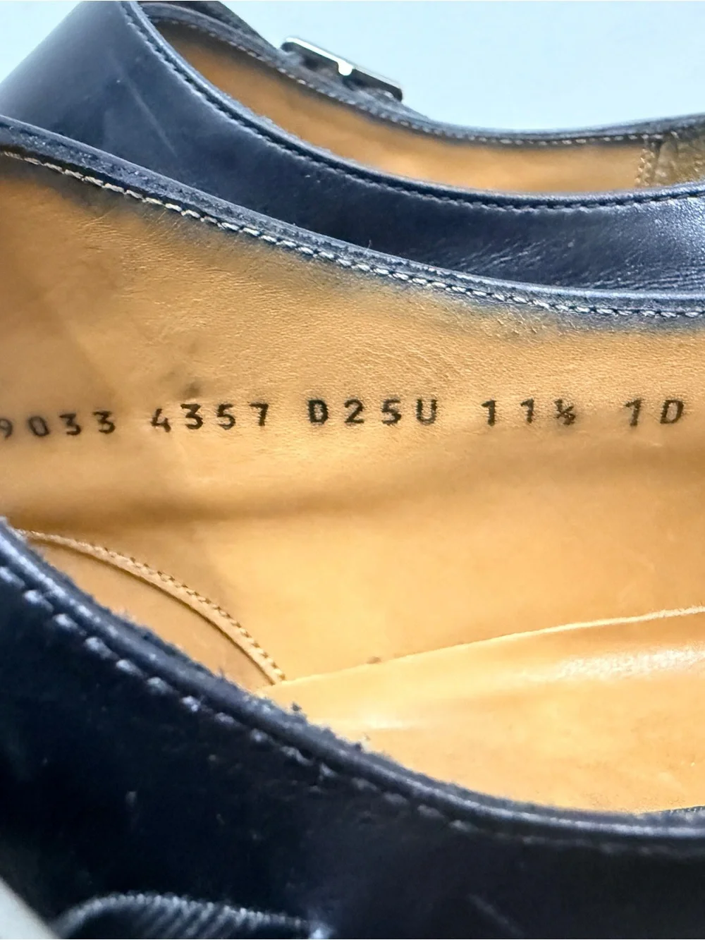 Salvatore Ferragamo Black Leather Single Monk Strap Shoes